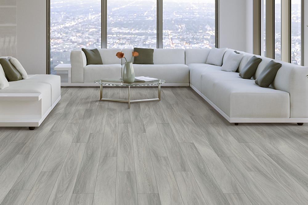 Living Room Gray Greige Luxury Vinyl Plank LVP -  Alsea Bay Granite Interiors in Waldport, OR